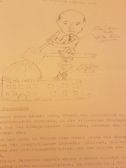 -	Flyer der Basisgruppe Pädagogik vom 25.6.1975. StAZH: Z70. 1607 Basisgruppe Pädagogik